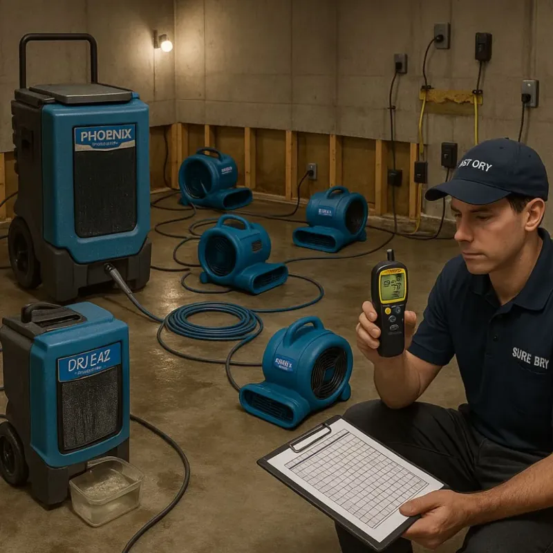 Structural Drying and Dehumidification process in Dwight, IL